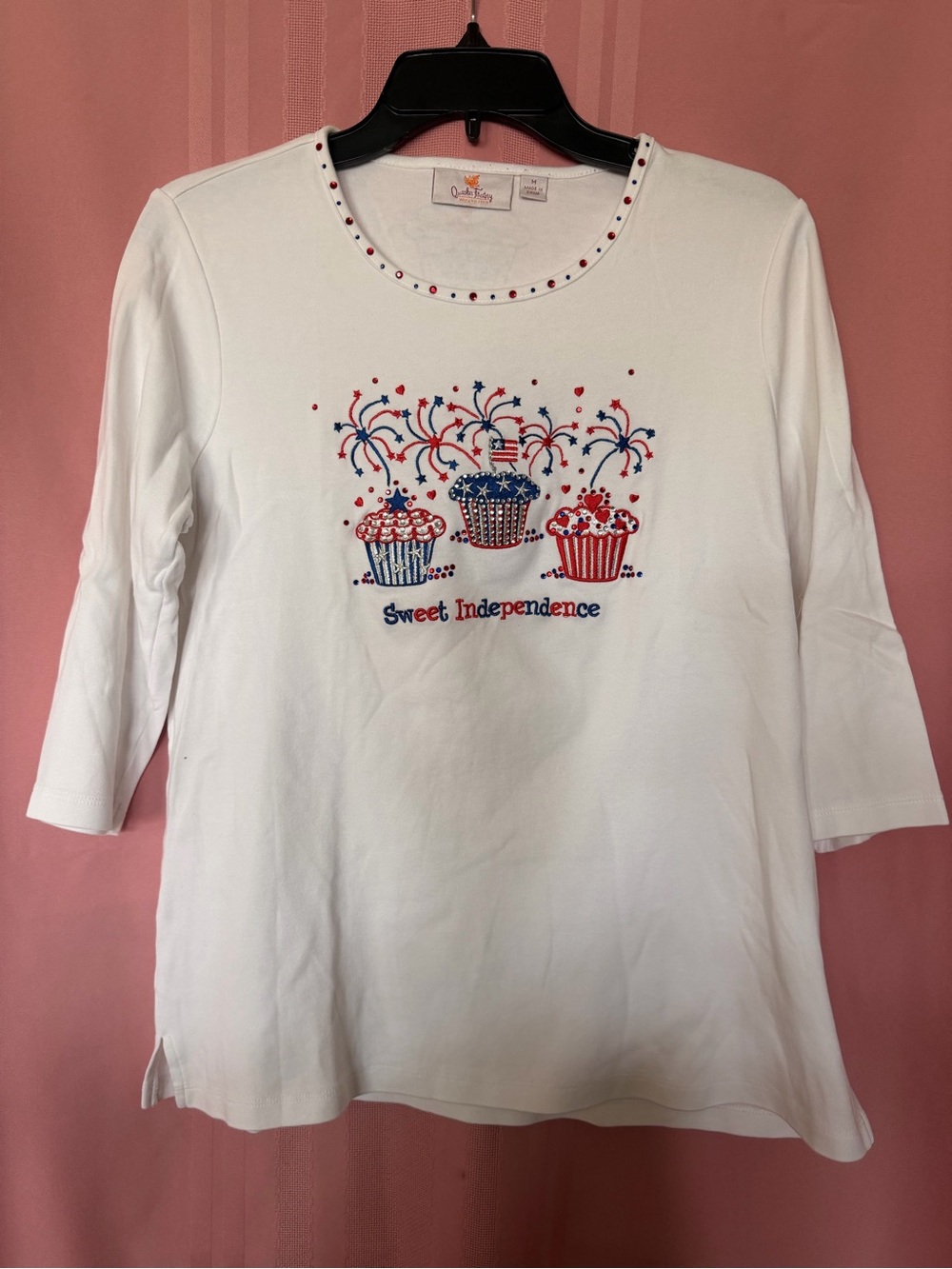 Quacker Factory White Red & Blue Sweet Independence Tunic